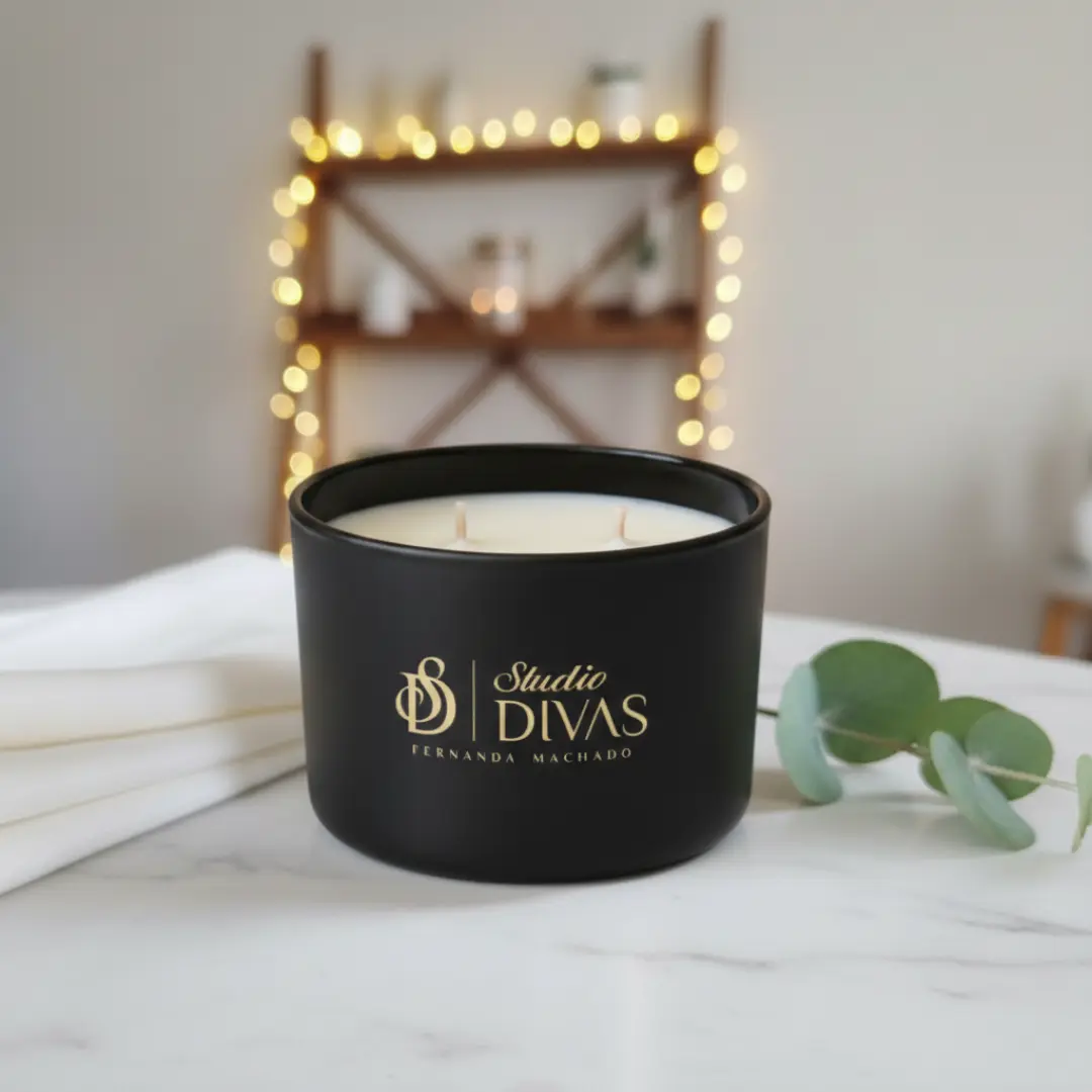 Vela personalizada de 90g vidro preto